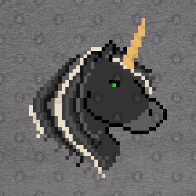 Pixel Black Unicorn by gkillerb